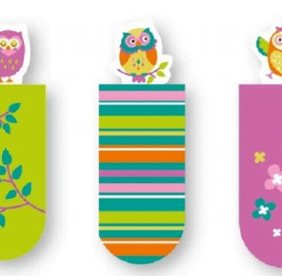 Magnetic Bookmarks (set of 3) Moses Owl Pink