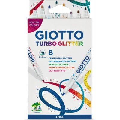Μαρκαδόροι με glitter (8 χρώματα) Giotto Turbo Glitter
