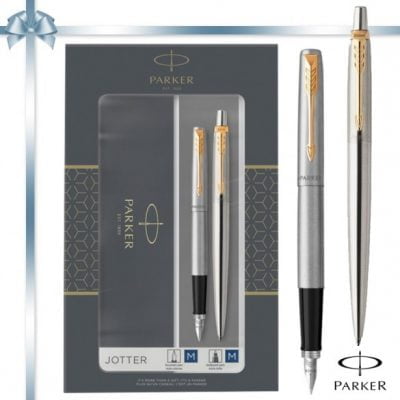 Pen-Fountain Pen gift set Parker Ballpen Jotter CR duo Stainless Steel GT