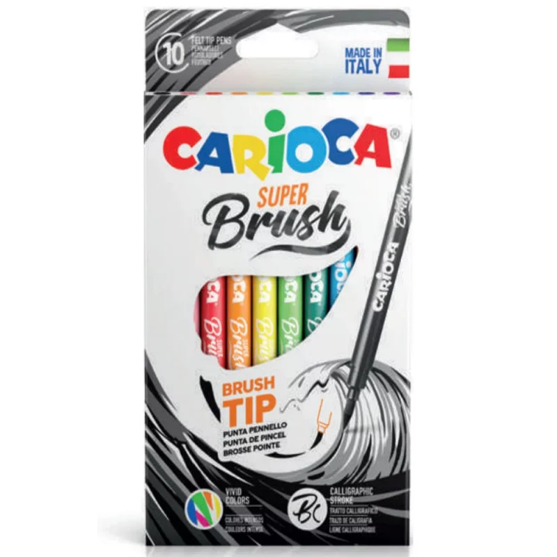 Σετ μαρκαδόροι-πινέλα (10 χρώματα) Carioca super brush
