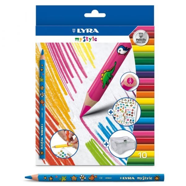 Set of colored pencils (10 colors), stickers and sharpener Lyra my style