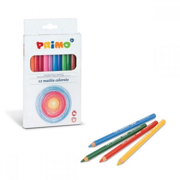 Ξυλομπογιές ζωγραφικής χοντρές PRIMO, 12 χρώματα.